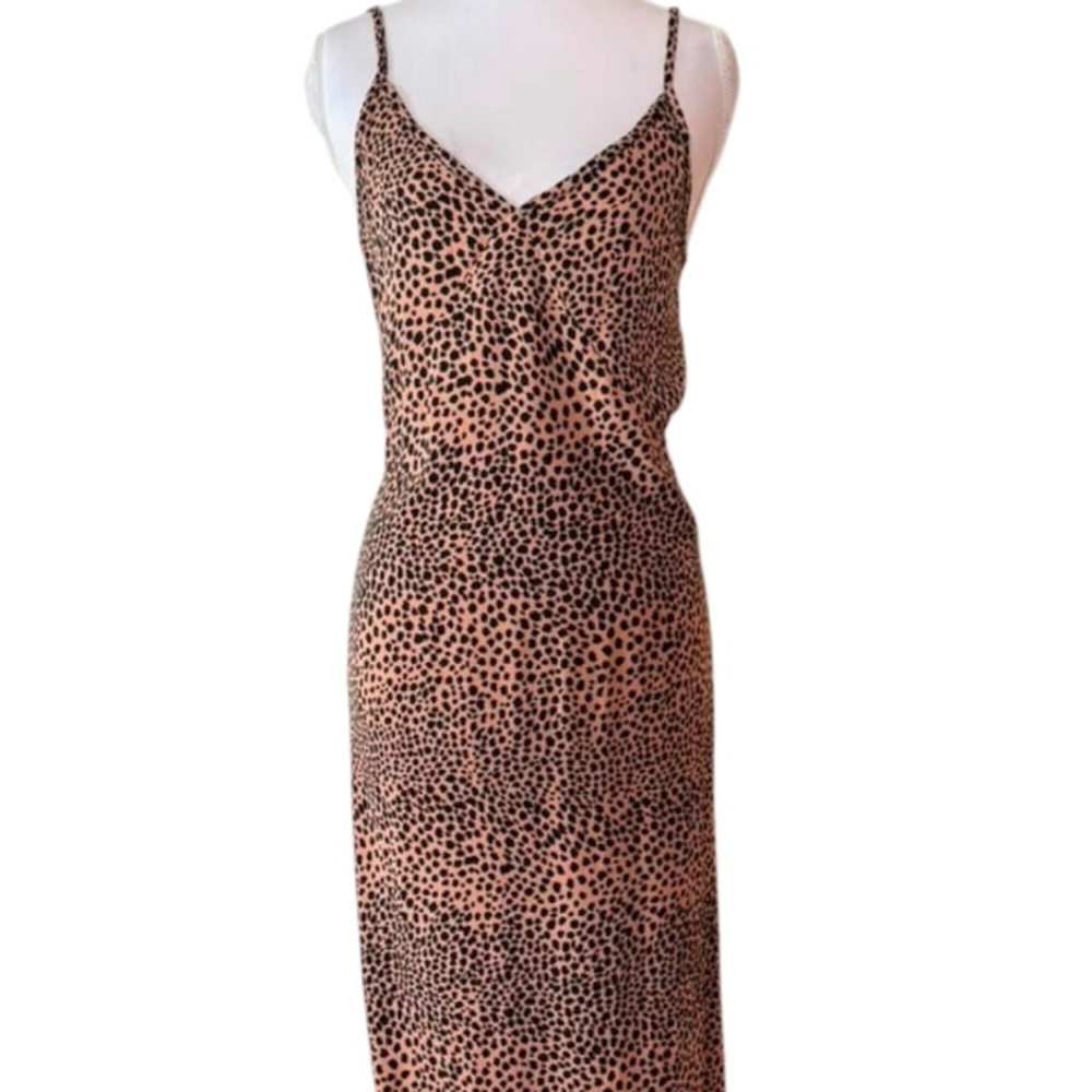 Jenni Kayne Leopard Print Neutral Animal Cheetah Viscose Maxi Slip Dress XS - Picture 4 of 10